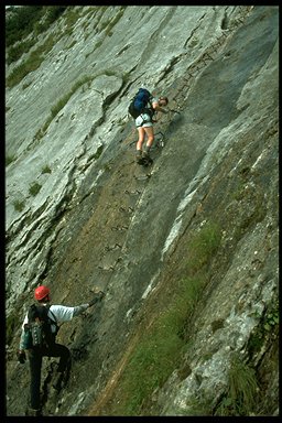 Die Leiter, beginn des Klettersteiges